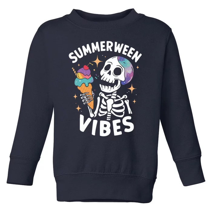 Summerween Summer Halloween Funny Skeleton Ice Cream Party Toddler Sweatshirt