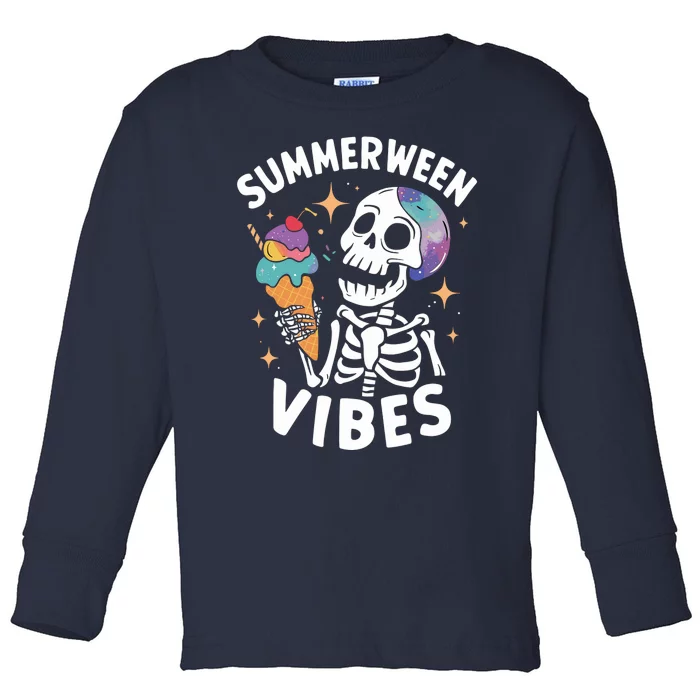 Summerween Summer Halloween Funny Skeleton Ice Cream Party Toddler Long Sleeve Shirt