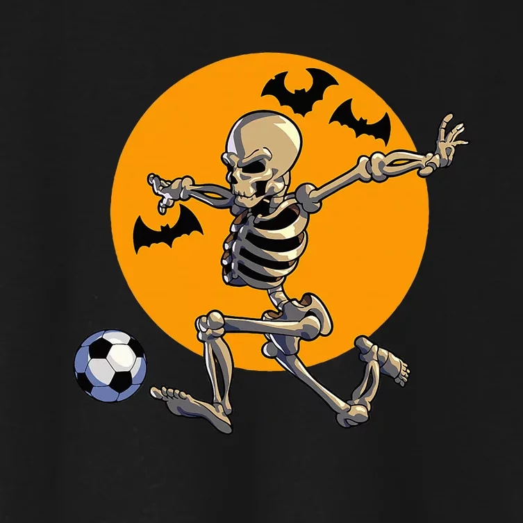 Soccer Skeleton Halloween Soccer Player Halloween Women's Crop Top Tee