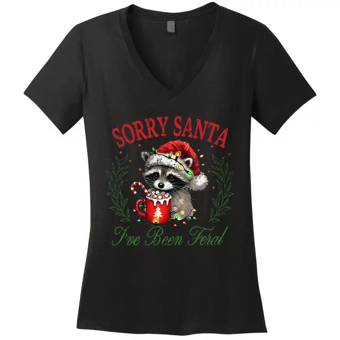 Sorry Santa IVe Been Feral Active Women's V-Neck T-Shirt