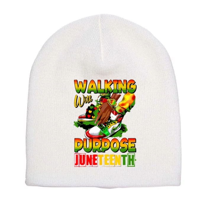 Shoes Steppin Into Juneteenth Walking With Purpose Short Acrylic Beanie