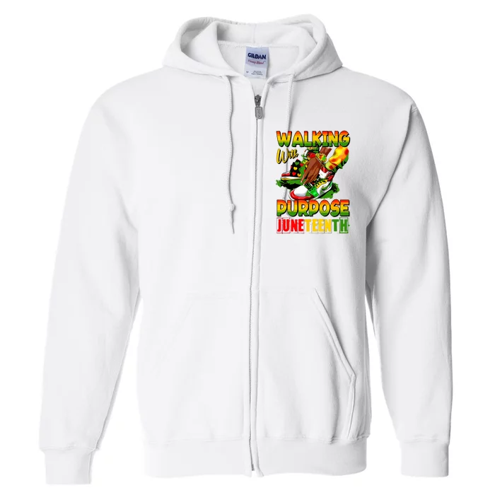 Shoes Steppin Into Juneteenth Walking With Purpose Full Zip Hoodie