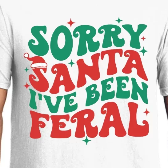 Sorry Santa Ive Been Feral Funny Christmas Holiday Season Pajama Set