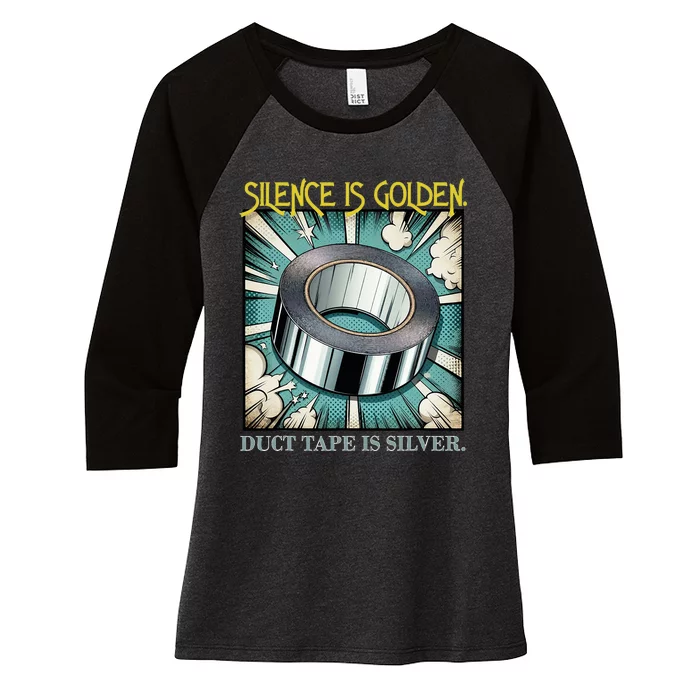 Snarky Silence is Golden Women's Tri-Blend 3/4-Sleeve Raglan Shirt