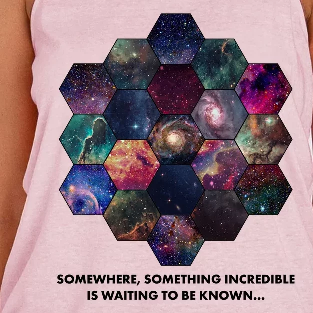 Somewhere Something Incredible Is Waiting To Be Known Women's Knotted Racerback Tank