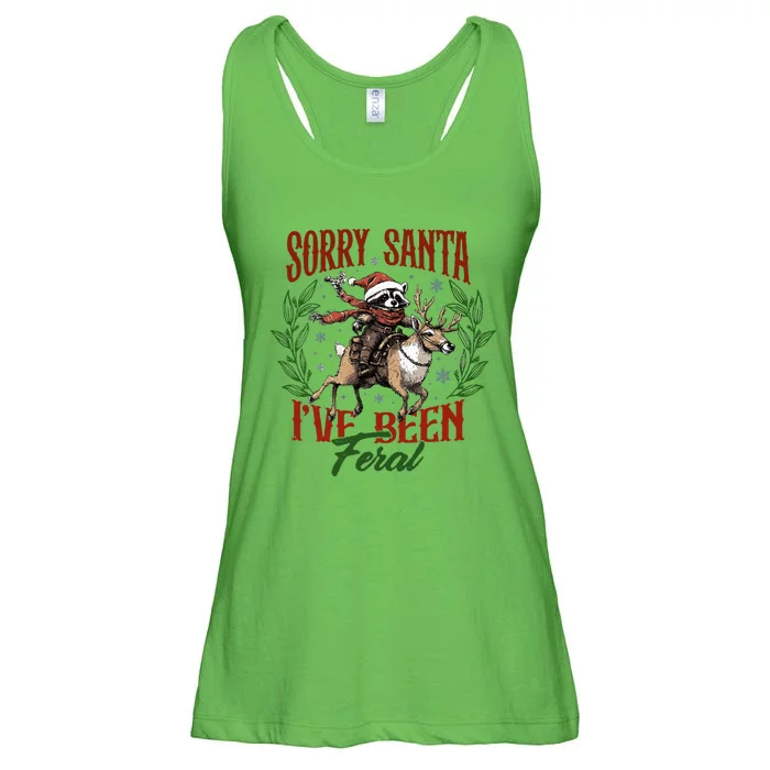 Sorry Santa I’Ve Been Feral Raccoon Ladies Essential Flowy Tank