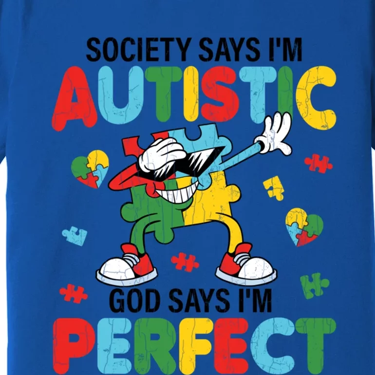 Society Says I Am Autistic Funny Autism Awareness Graphic Great Gift Premium T-Shirt