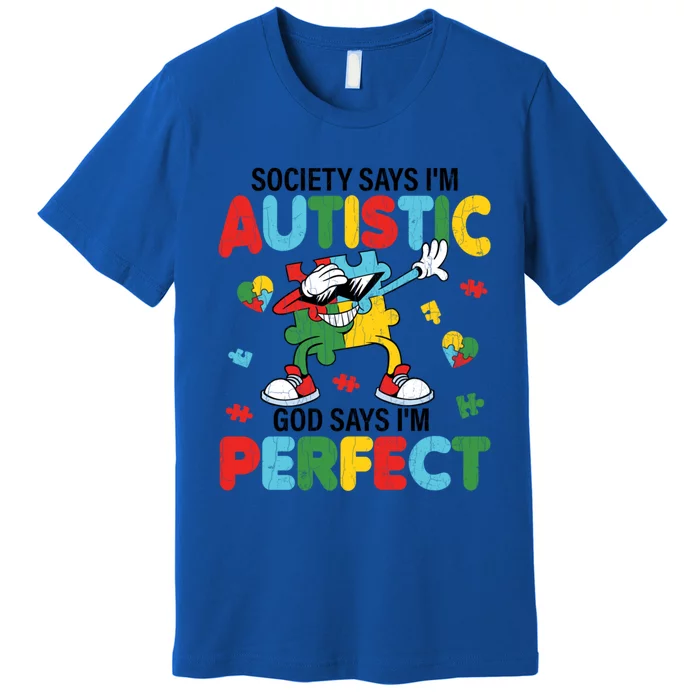 Society Says I Am Autistic Funny Autism Awareness Graphic Great Gift Premium T-Shirt