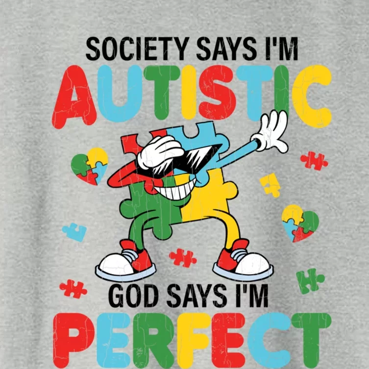 Society Says I Am Autistic Funny Autism Awareness Graphic Great Gift Women's Crop Top Tee