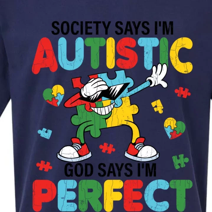 Society Says I Am Autistic Funny Autism Awareness Graphic Great Gift Sueded Cloud Jersey T-Shirt