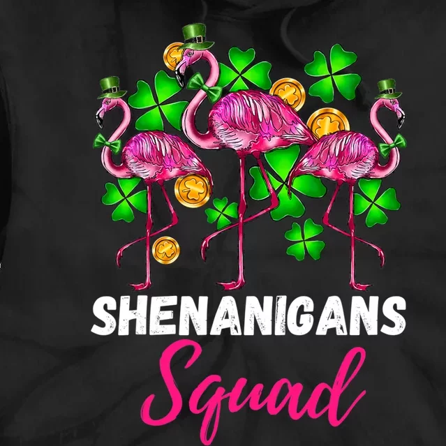 Shenanigan Squad Irish Flamingo St Patricks Day Bird Animal Tie Dye Hoodie