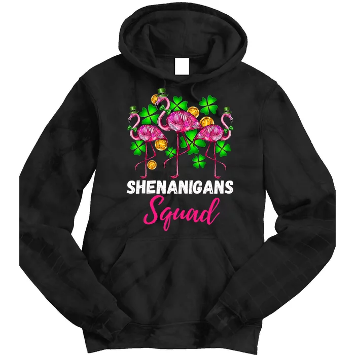 Shenanigan Squad Irish Flamingo St Patricks Day Bird Animal Tie Dye Hoodie