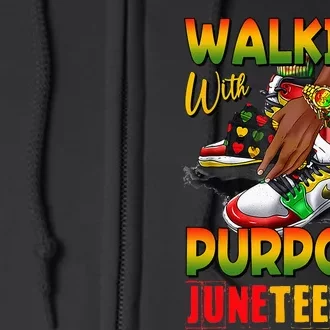 Shoes Steppin' Into Juneteenth Walking With Purpose Full Zip Hoodie