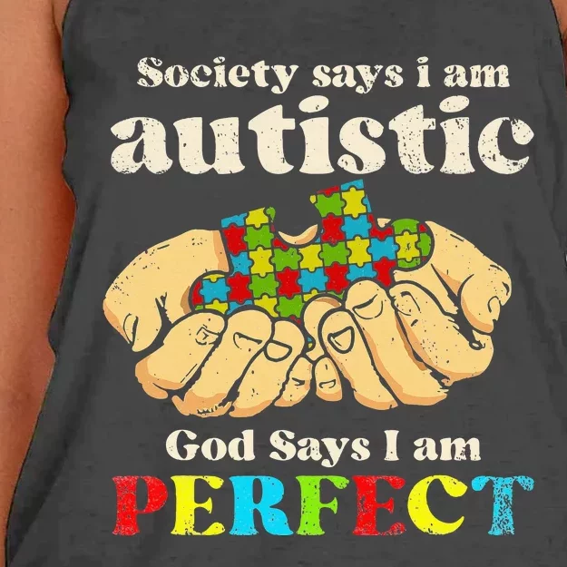 Society Says I'm Autistic Autism Awareness Women's Knotted Racerback Tank