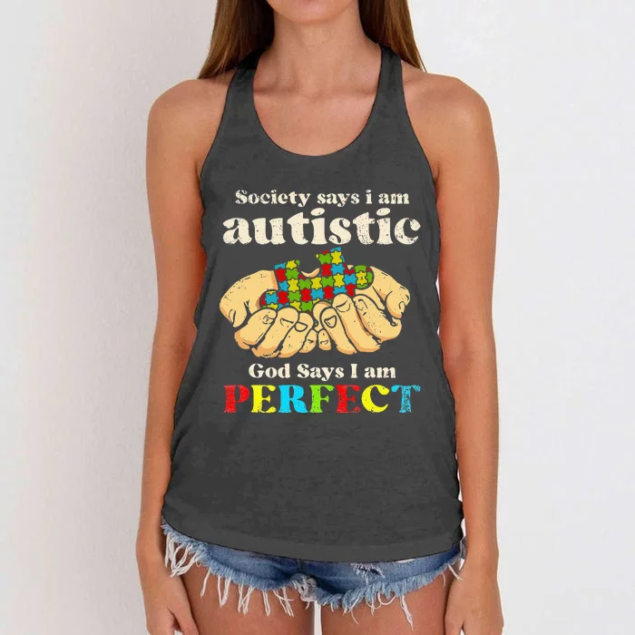 Society Says I'm Autistic Autism Awareness Women's Knotted Racerback Tank