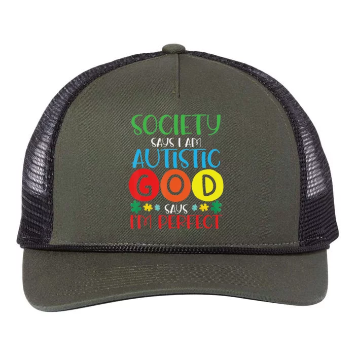 Society Says I'm Autistic God Says I'm Perfect Autism Retro Rope Trucker Hat Cap