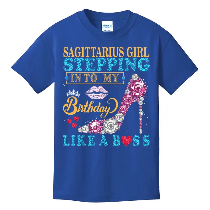 Sagittarius Stepping Into My Birthday Like A Boss Funny Gift Great Gift Kids T-Shirt