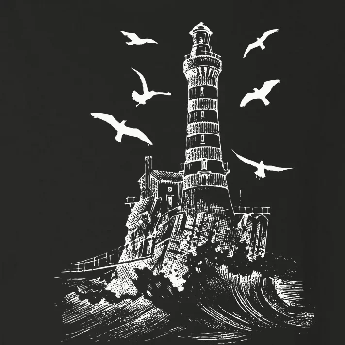 Seagull Silhouette Illustrated Lighthouse Image Gift Toddler Long Sleeve Shirt