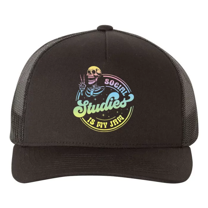 Social Studies Is My Jam Skeleton History Teacher Costume Yupoong Adult 5-Panel Trucker Hat