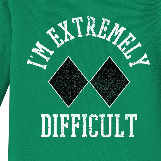 Ski Snowboard IM Extremely Difficult Diamond Sign Funny Baby Long Sleeve Bodysuit