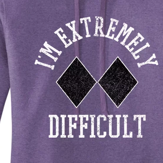 Ski Snowboard IM Extremely Difficult Diamond Sign Funny Women's Pullover Hoodie