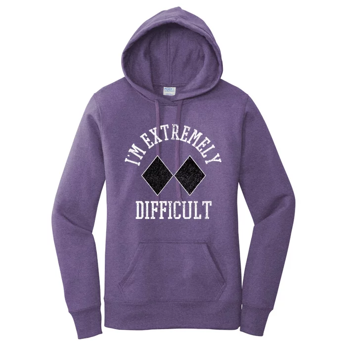 Ski Snowboard IM Extremely Difficult Diamond Sign Funny Women's Pullover Hoodie