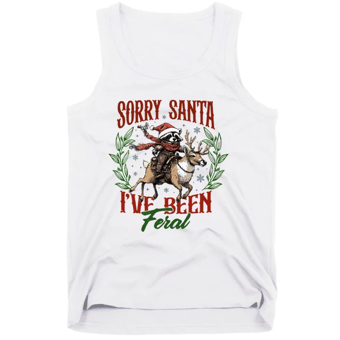 Sorry Santa I’Ve Been Feral Raccoon Riding Horse Tank Top