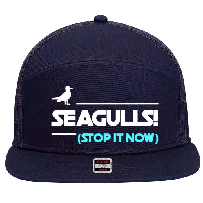 Seagulls Stop It Now 7 Panel Mesh Trucker Snapback Hat