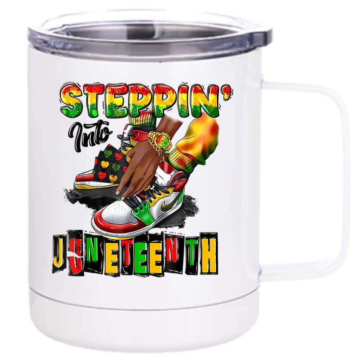 Shoes Steppin Into Juneteenth Like My Ancestors Front & Back 12oz Stainless Steel Tumbler Cup