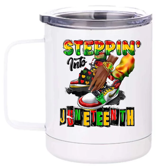 Shoes Steppin Into Juneteenth Like My Ancestors Front & Back 12oz Stainless Steel Tumbler Cup