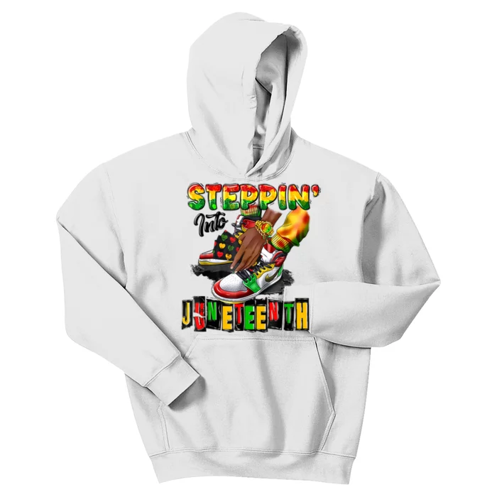 Shoes Steppin Into Juneteenth Like My Ancestors Kids Hoodie