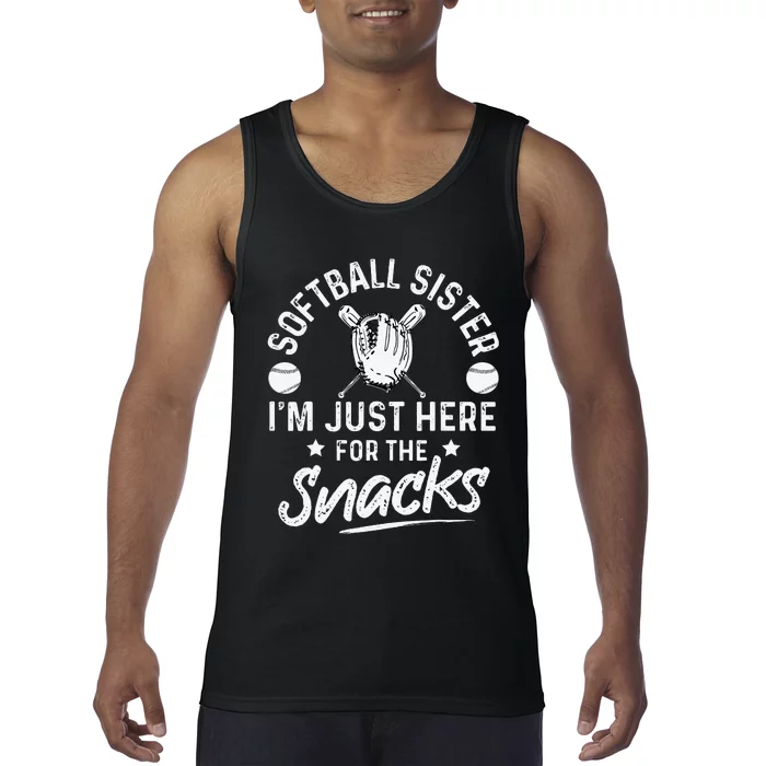 Softball sister I'm Just Here for the snacks retro Softball Tank Top