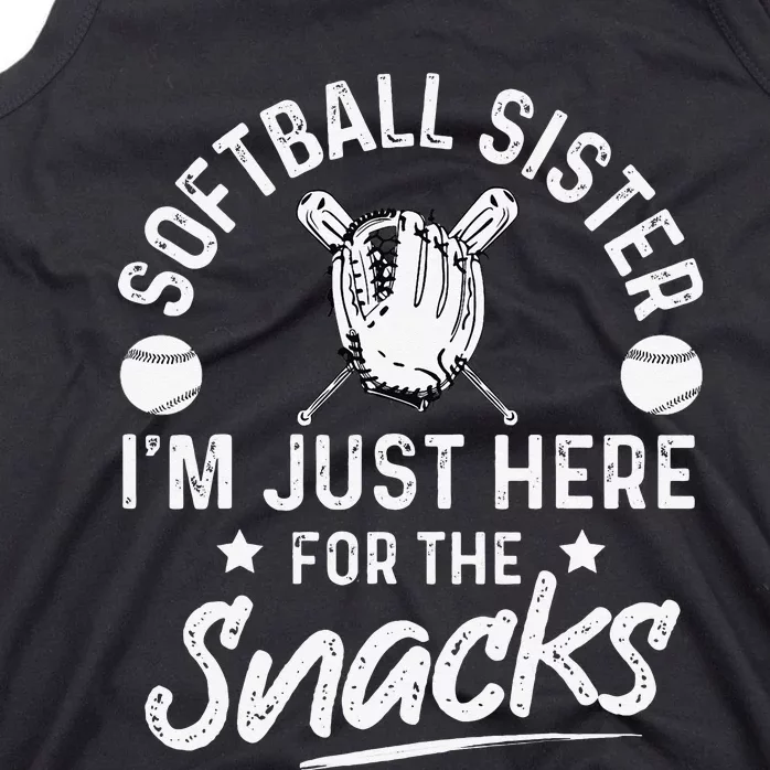 Softball sister I'm Just Here for the snacks retro Softball Tank Top