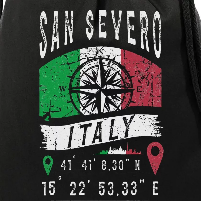 San Severo Italy Flag Italia Gps Coordinates Of San Severo Drawstring Bag