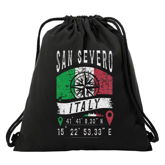 San Severo Italy Flag Italia Gps Coordinates Of San Severo Drawstring Bag