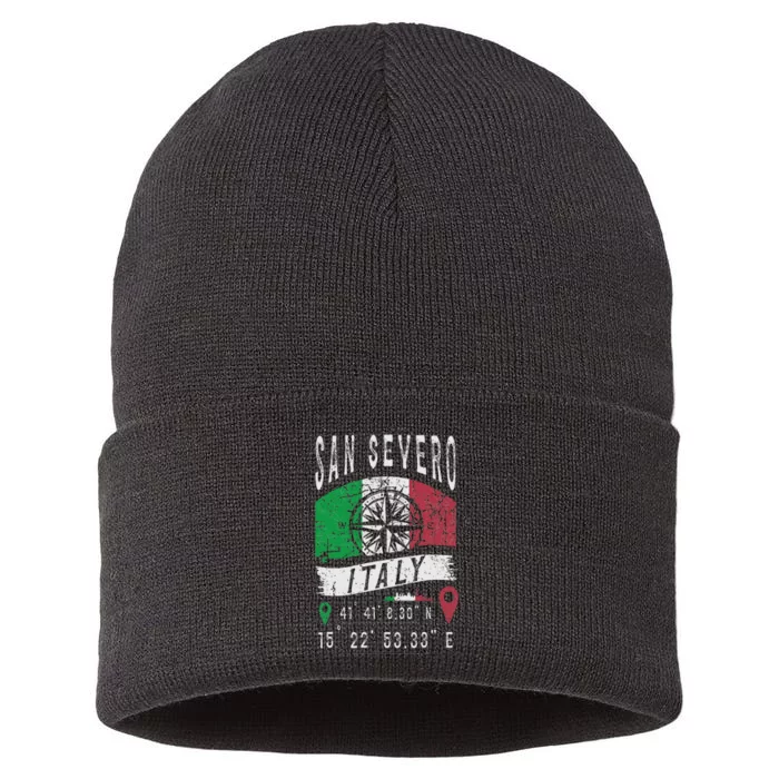 San Severo Italy Flag Italia Gps Coordinates Of San Severo Sustainable Knit Beanie