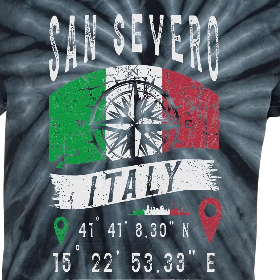 San Severo Italy Flag Italia Gps Coordinates Of San Severo Kids Tie-Dye T-Shirt