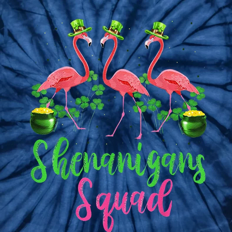 Shenanigan Squad Irish Flamingo Leprechaun St Patrick's Day Tie-Dye T-Shirt