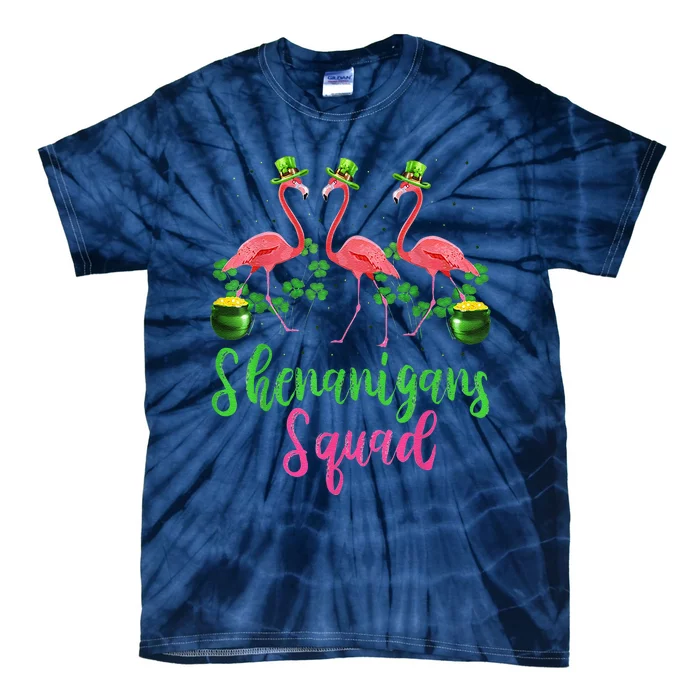 Shenanigan Squad Irish Flamingo Leprechaun St Patrick's Day Tie-Dye T-Shirt