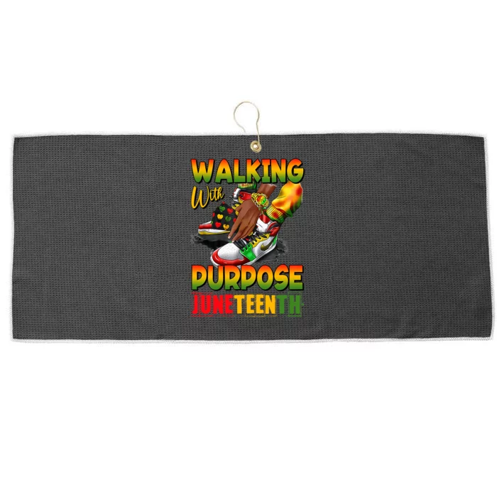 Shoes Steppin Into Juneteenth Walking With Purpose Large Microfiber Waffle Golf Towel