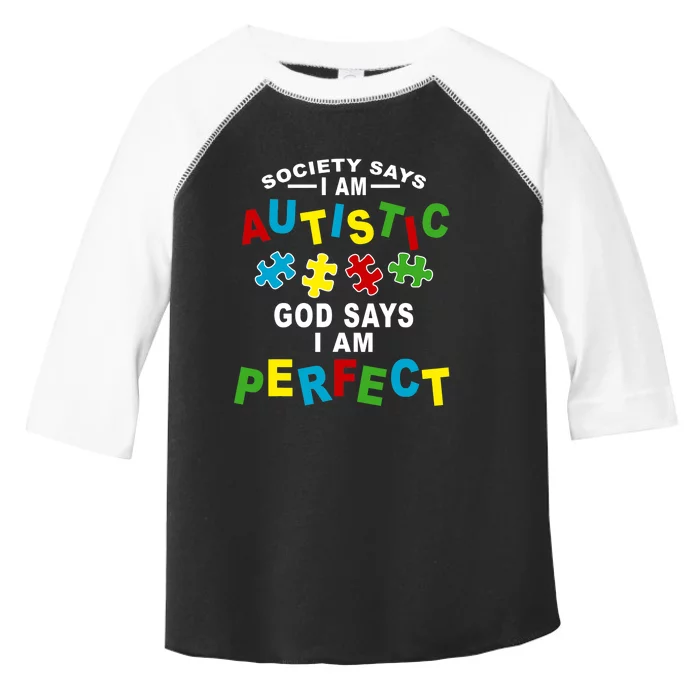 Society Says I'm Autistic God Says I'm Perfect Autism Toddler Fine Jersey T-Shirt