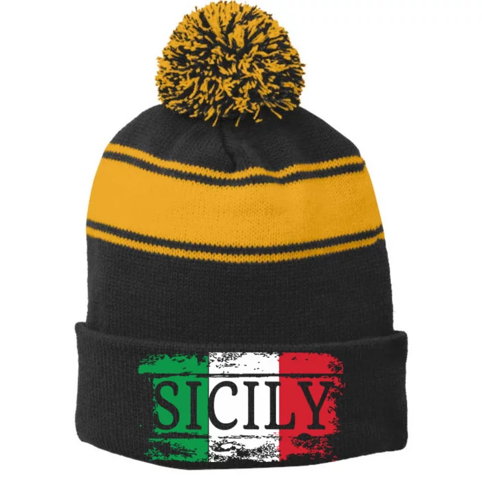 Sicily Stripe Pom Pom Beanie