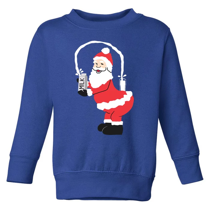 Sexy Santa Internet Great Gift Santa Squirting Milk Design Toddler Sweatshirt