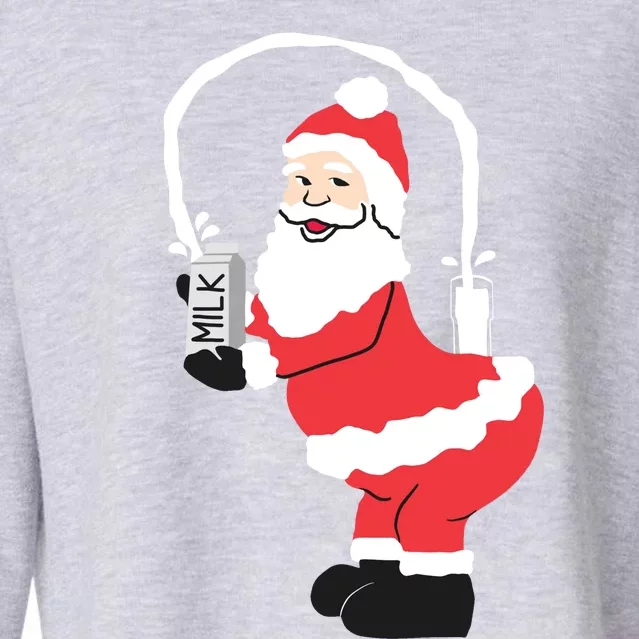 Sexy Santa Internet Great Gift Santa Squirting Milk Design Cropped Pullover Crew