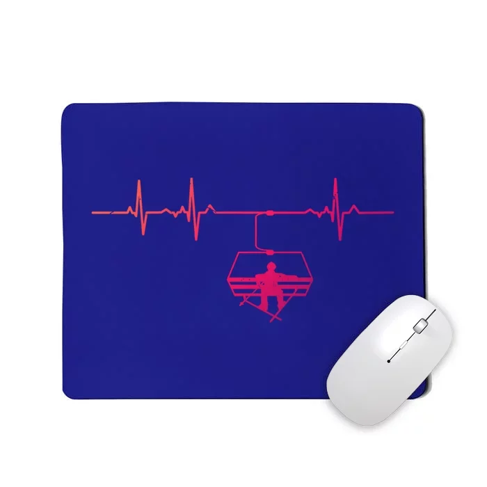 Ski Skiing Instructor Skier Sitting In Lift With Heartbeat Gift Mousepad