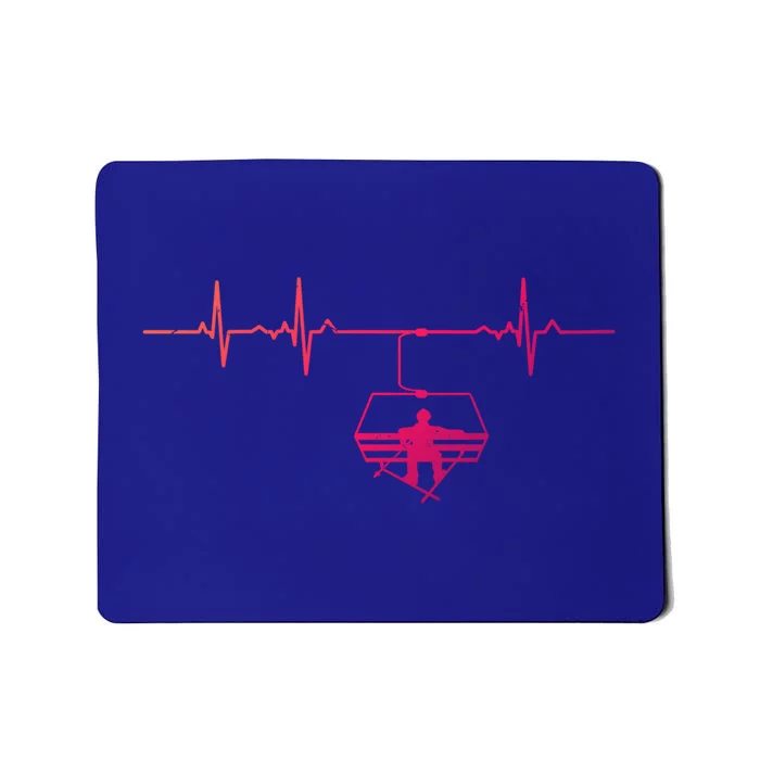 Ski Skiing Instructor Skier Sitting In Lift With Heartbeat Gift Mousepad