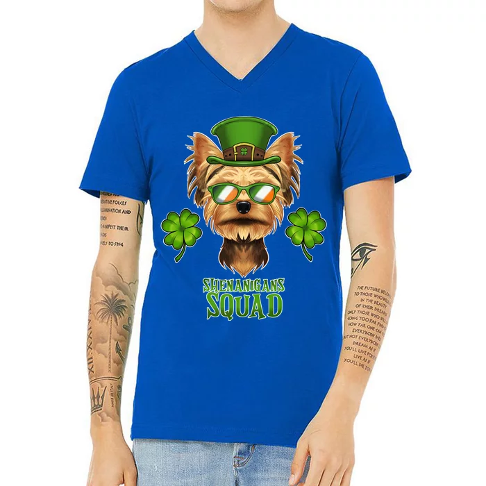 Shenanigans Squad I St Patricks Day Yorkshire Terrier Cool Gift V-Neck T-Shirt