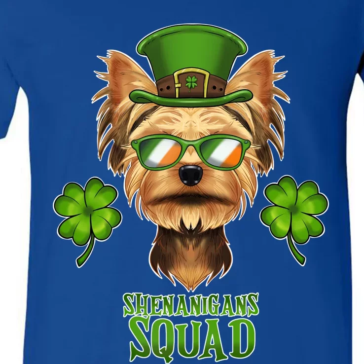 Shenanigans Squad I St Patricks Day Yorkshire Terrier Cool Gift V-Neck T-Shirt