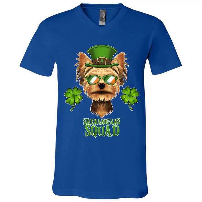 Shenanigans Squad I St Patricks Day Yorkshire Terrier Cool Gift V-Neck T-Shirt