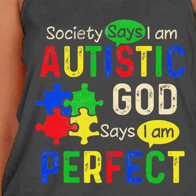 Society Says IM Autistic Autism Month Women's Knotted Racerback Tank